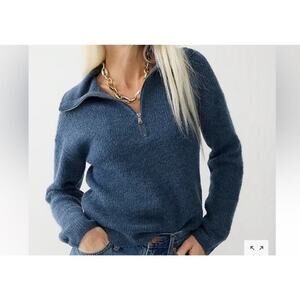 J Crew Half Zip Stretch Merino Wool Alpaca Blend Sweater
